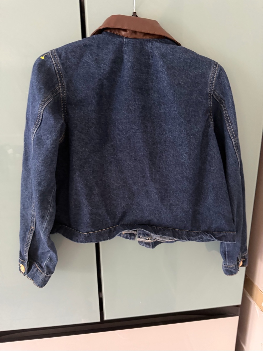 Women Denim Jacket with Brown Collar - Picture 4 of 4